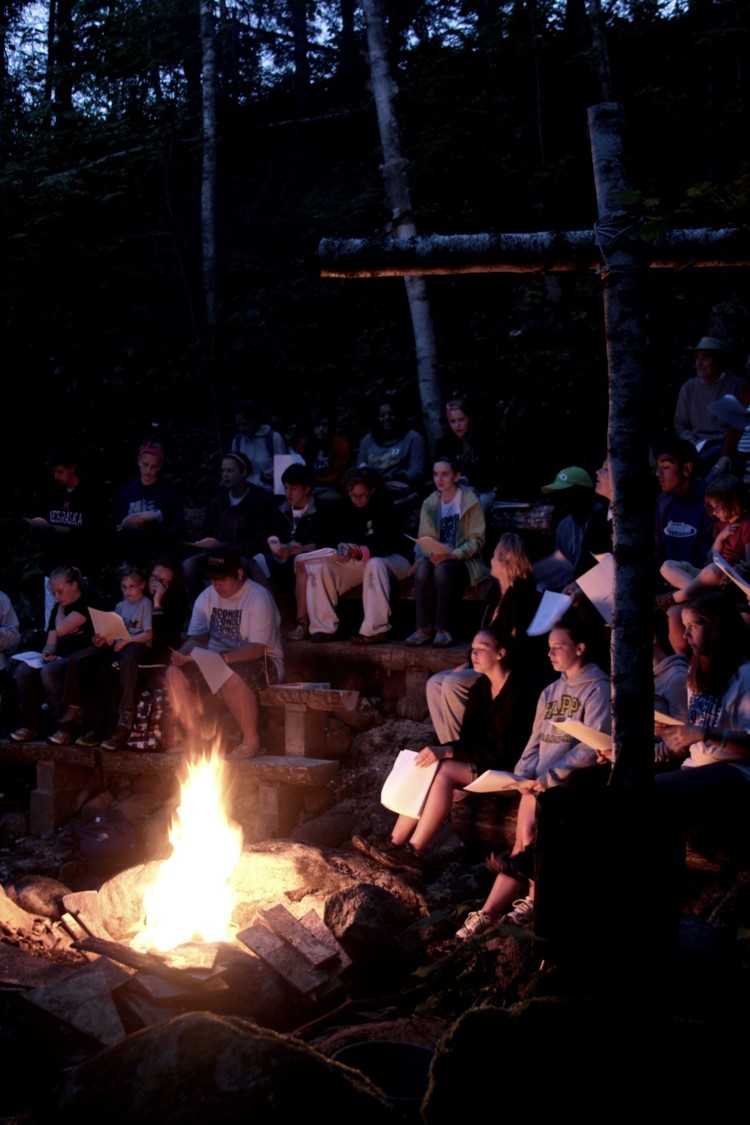 Christian Youth enjoying a campfire at Leadership Quest